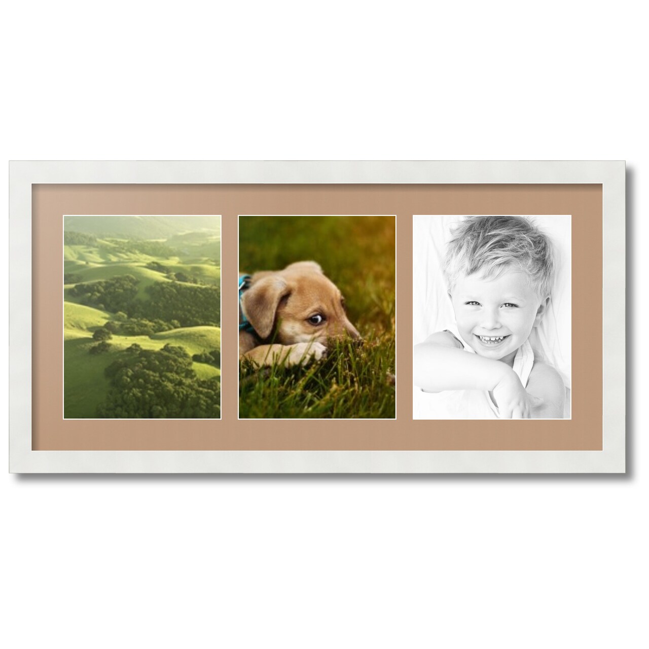 ArtToFrames Collage Photo Picture Frame with 3 - 8.5x11 inch Openings, Framed in White with Over 62 Mat Color Options and Plexi Glass (CSM-3966-28)